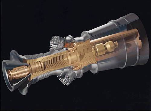GE Industrial Gas turbine cross section