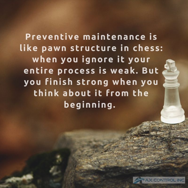 Graphic explaining how preventive maintenance is like chess.  If you protect equipment from heat damage, you're playing a long-term strategy. 