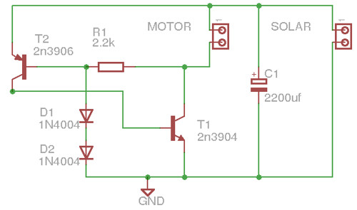 A circuit diagram of a printed circuit board 