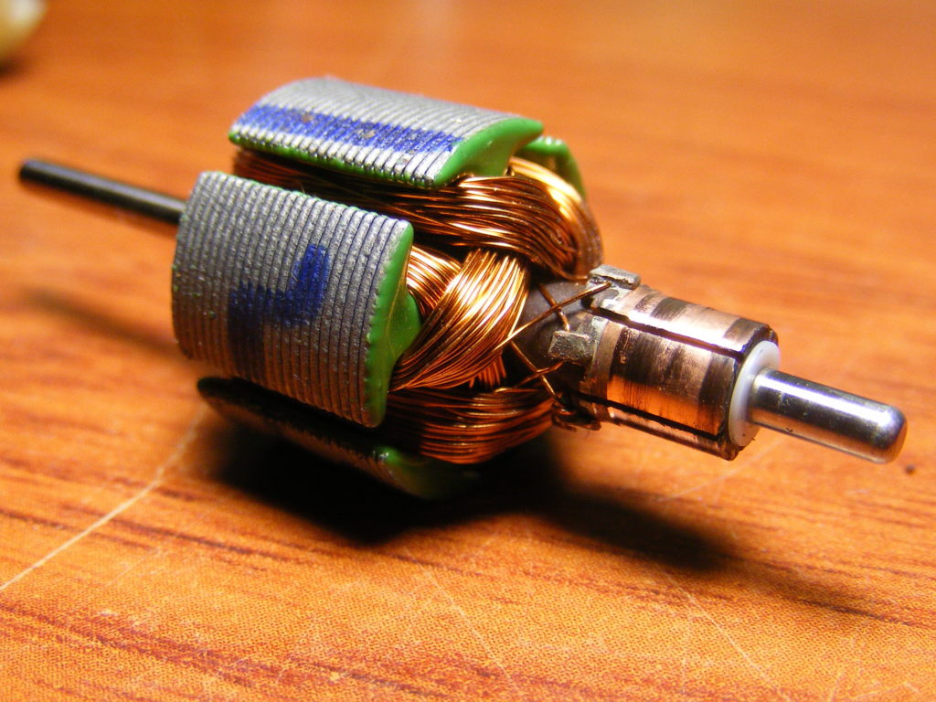 Small DC Motor rotor showing windings