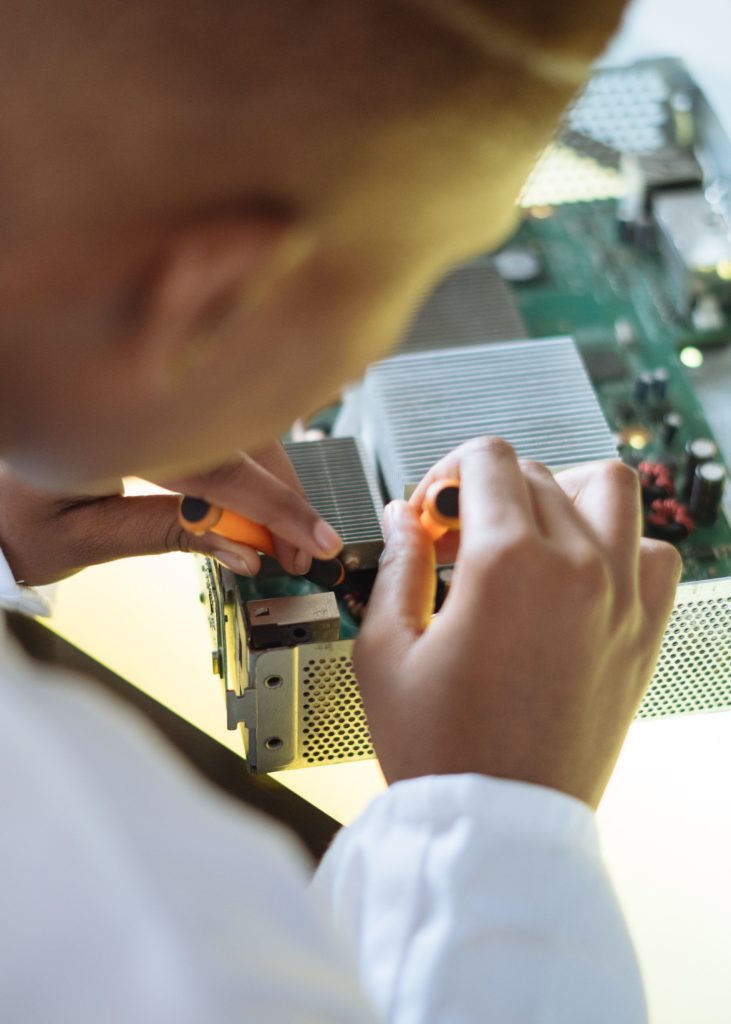 Close up image of a repair in process. Motors and drives sometime need repairs.