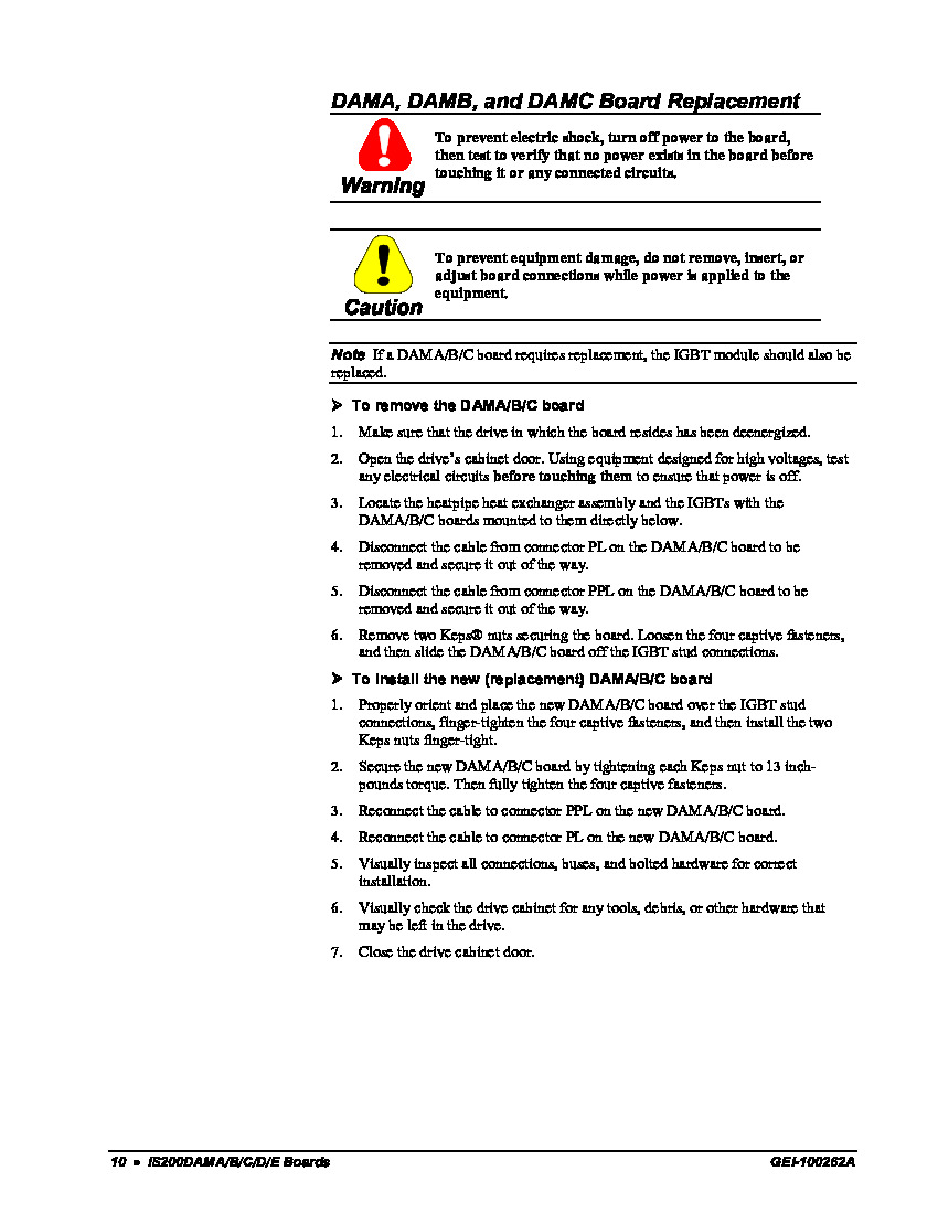 First Page Image of IS200DAMBG1ACB-Board-Replacement.pdf