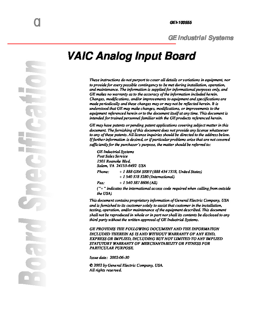 First Page Image of IS200VAICH1BBB-Datasheet.pdf