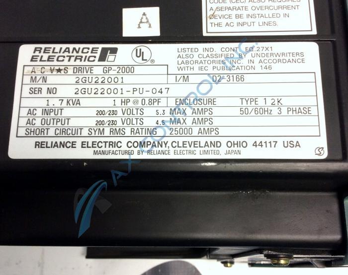 2GU22001 In Stock! Reliance Electric GP2000 Drives AC VS Drive by
